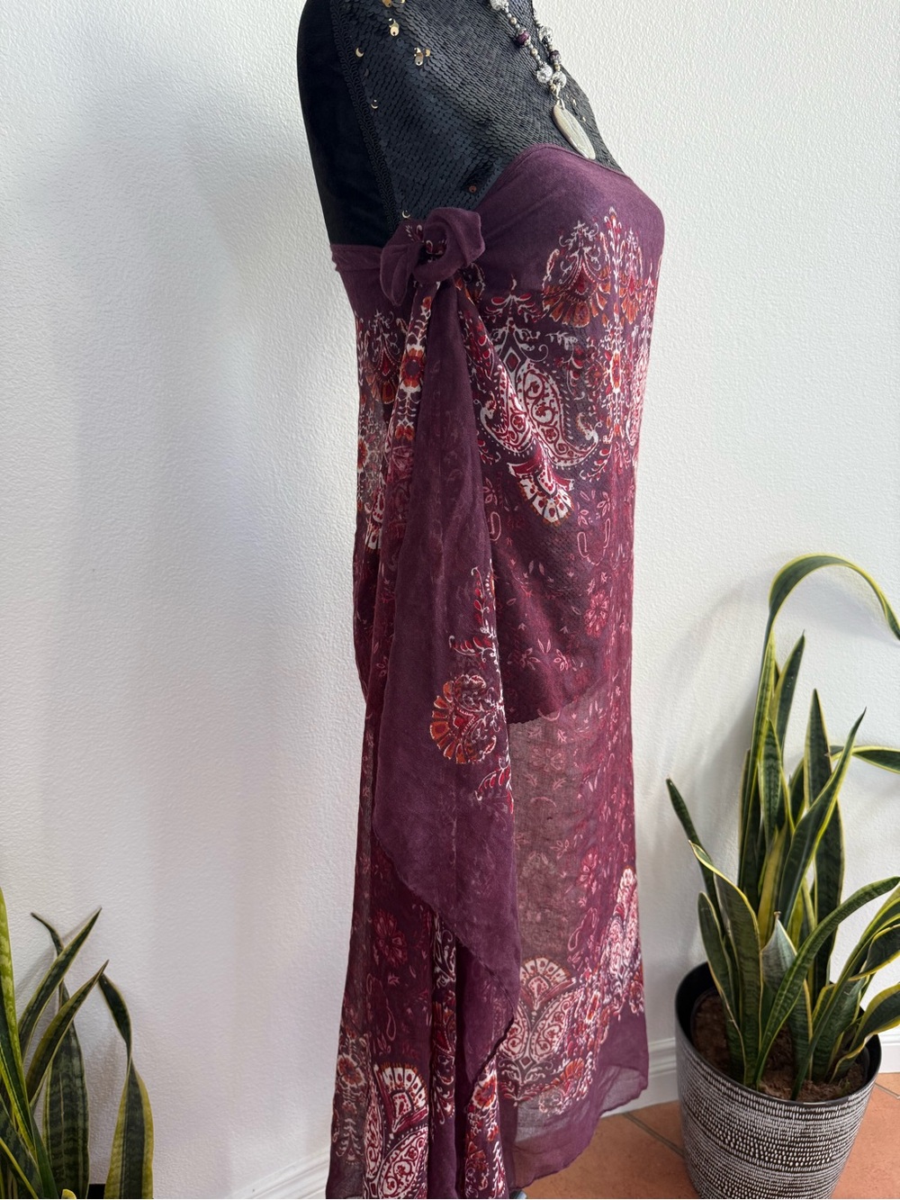 Bohemian Plum Paisley Large Scarf - Picture 2 of 4